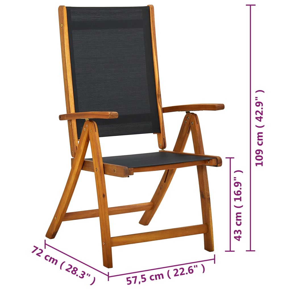 Tuinstoelen inklapbaar 6 st massief acaciahout en textiel