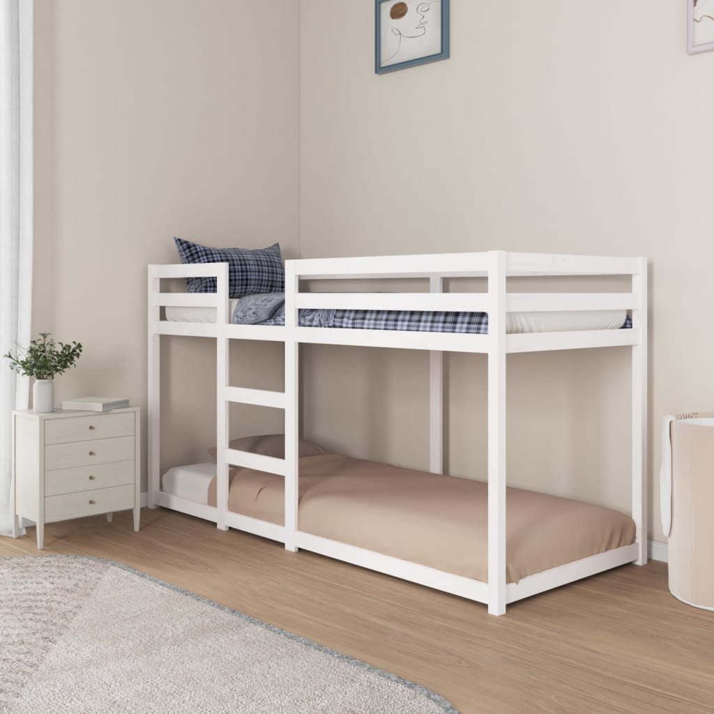 Stapelbed 80x200 cm massief groenhout wit