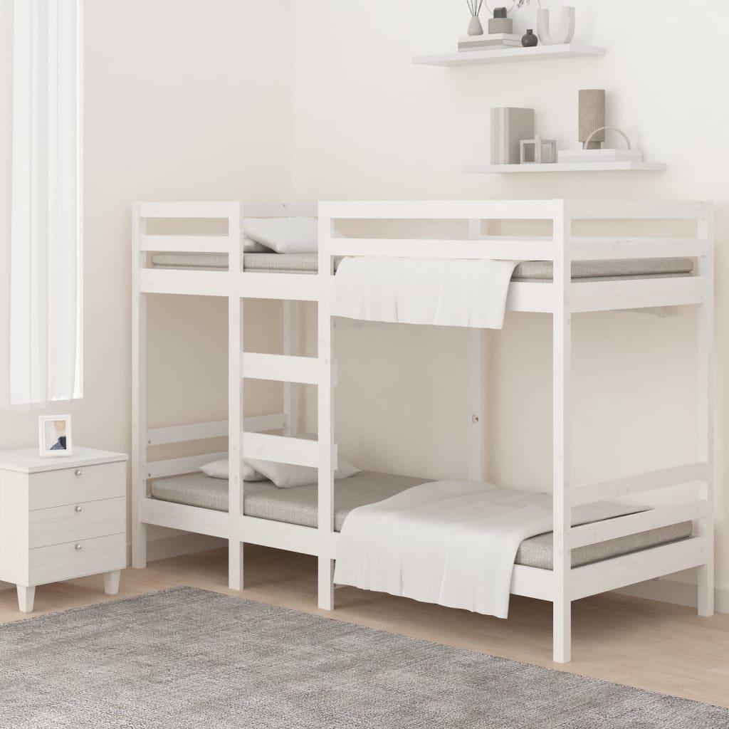 Stapelbed massief groenhout wit 90x200 cm