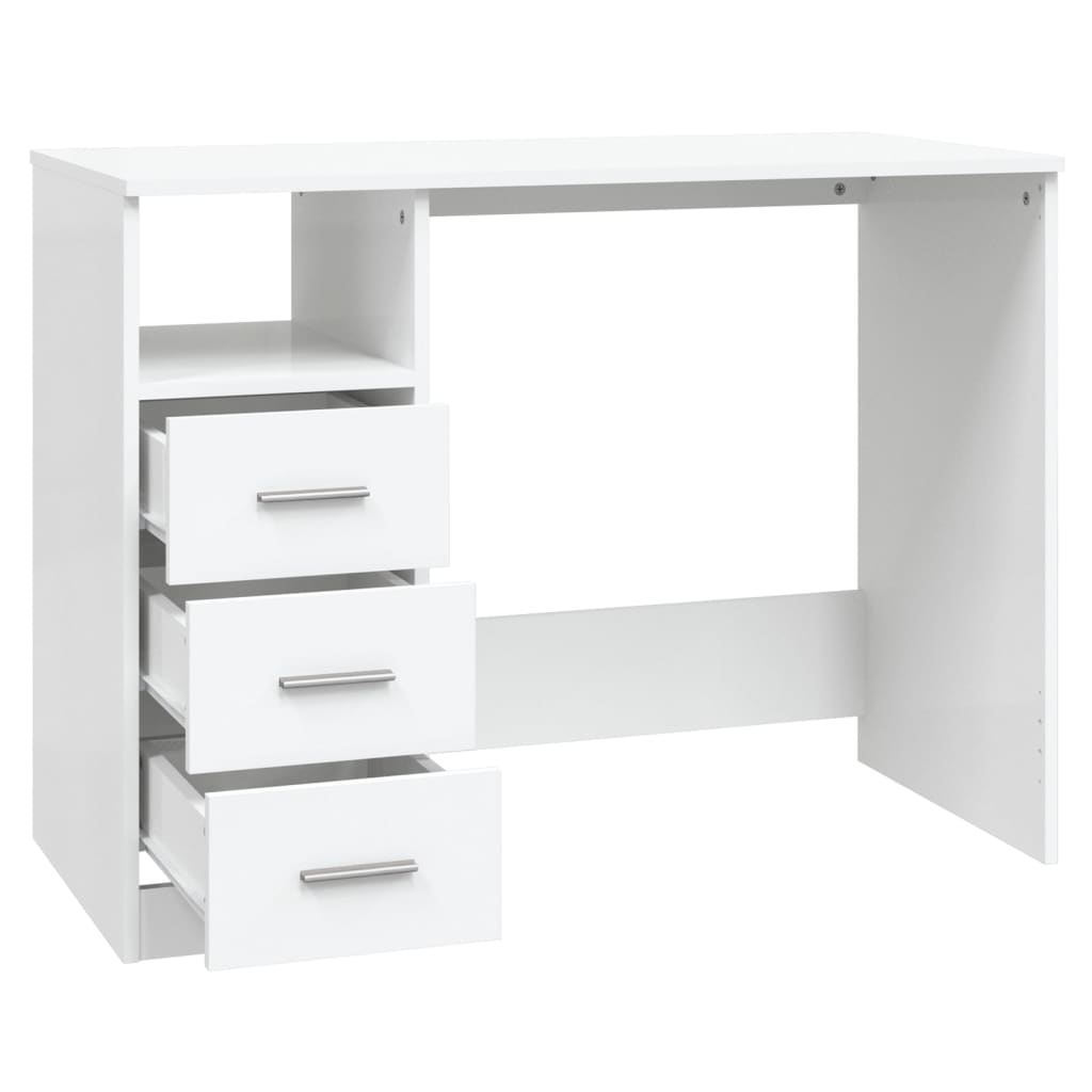 Bureau met lades 102x50x76 cm bewerkt hout wit