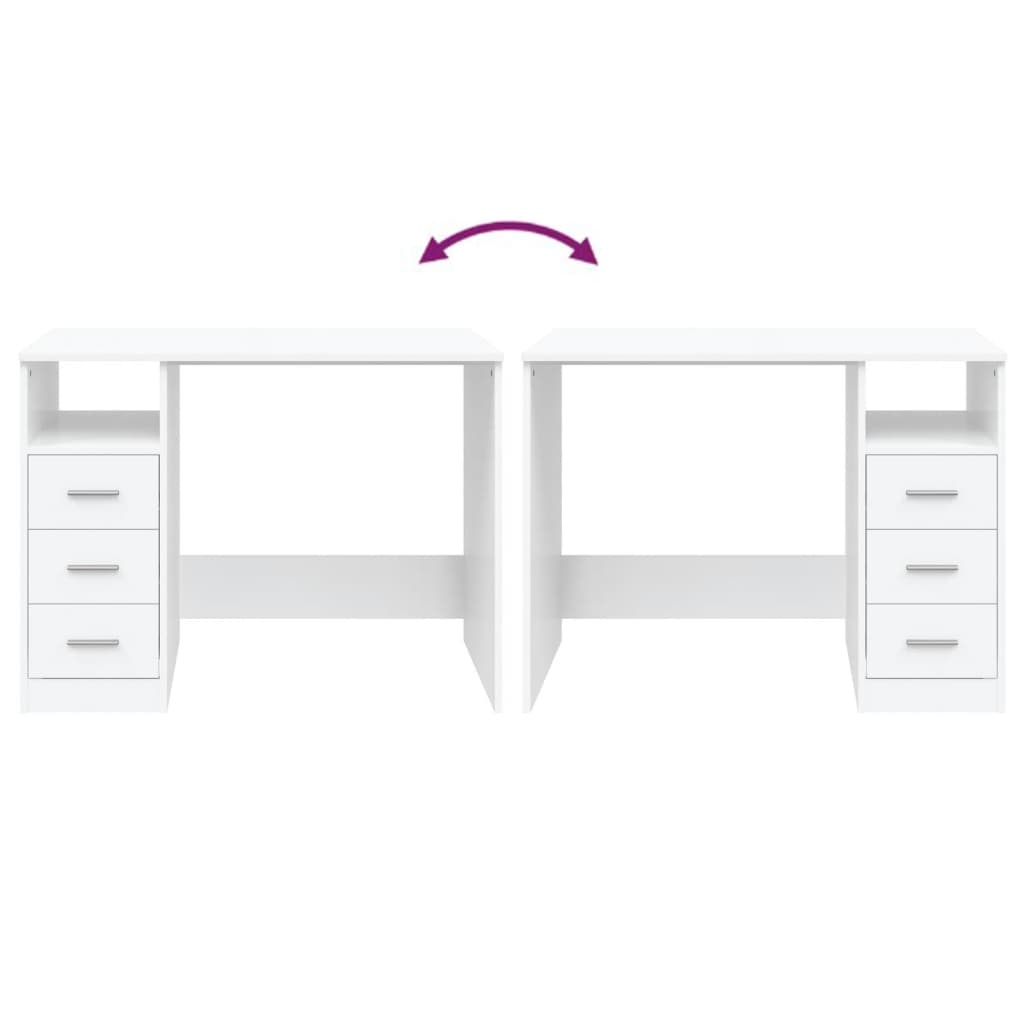 Bureau met lades 102x50x76 cm bewerkt hout wit