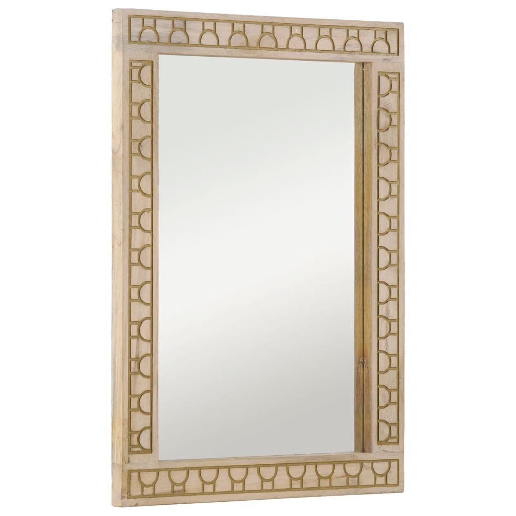 Badkamerspiegel 50x70x2,5 cm massief mangohout en glas