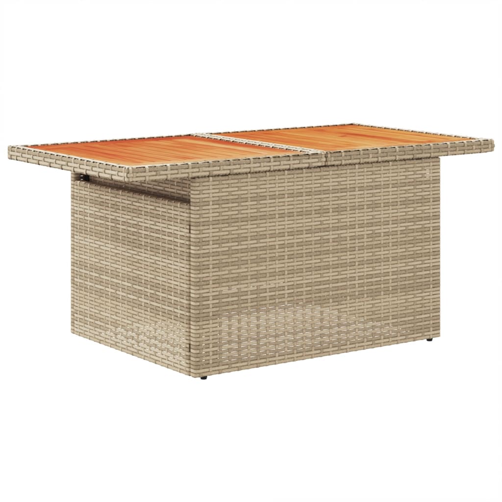 Tuintafel 100x55x73 cm poly rotan en acaciahout beige