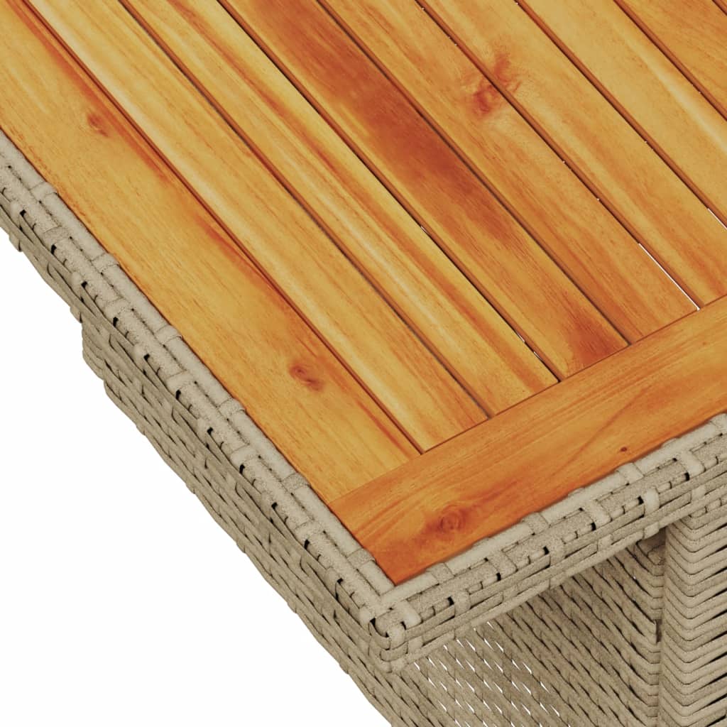 Tuintafel 100x55x73 cm poly rotan en acaciahout beige