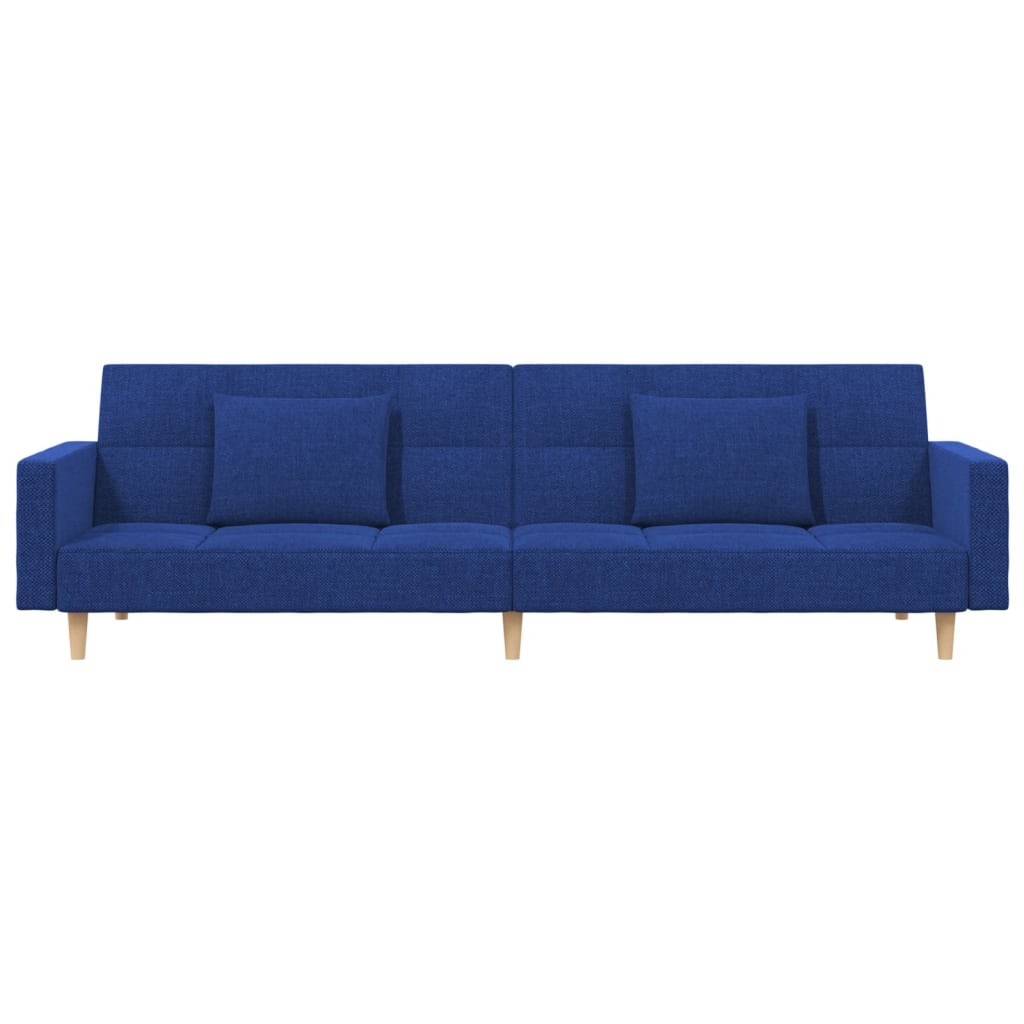 Slaapbank 2-zits met 2 kussens stof blauw