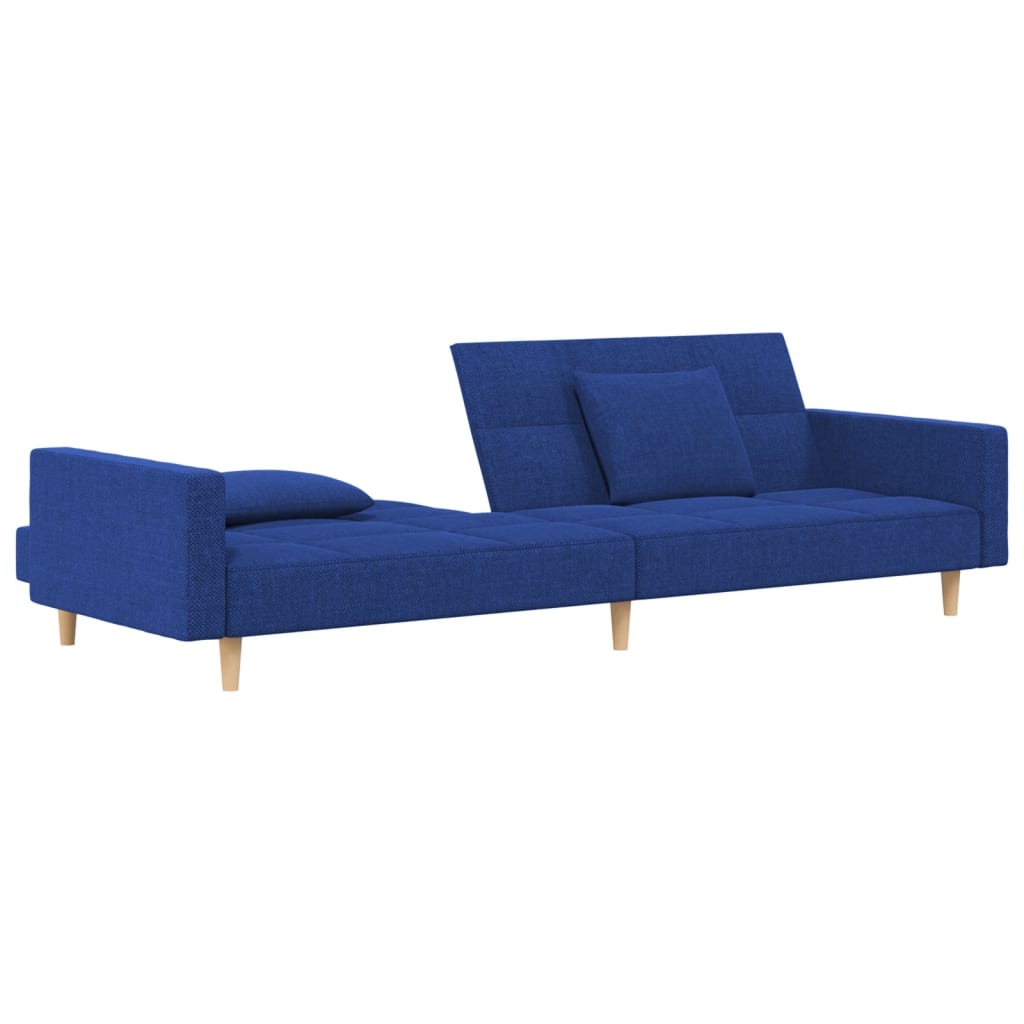 Slaapbank 2-zits met 2 kussens stof blauw