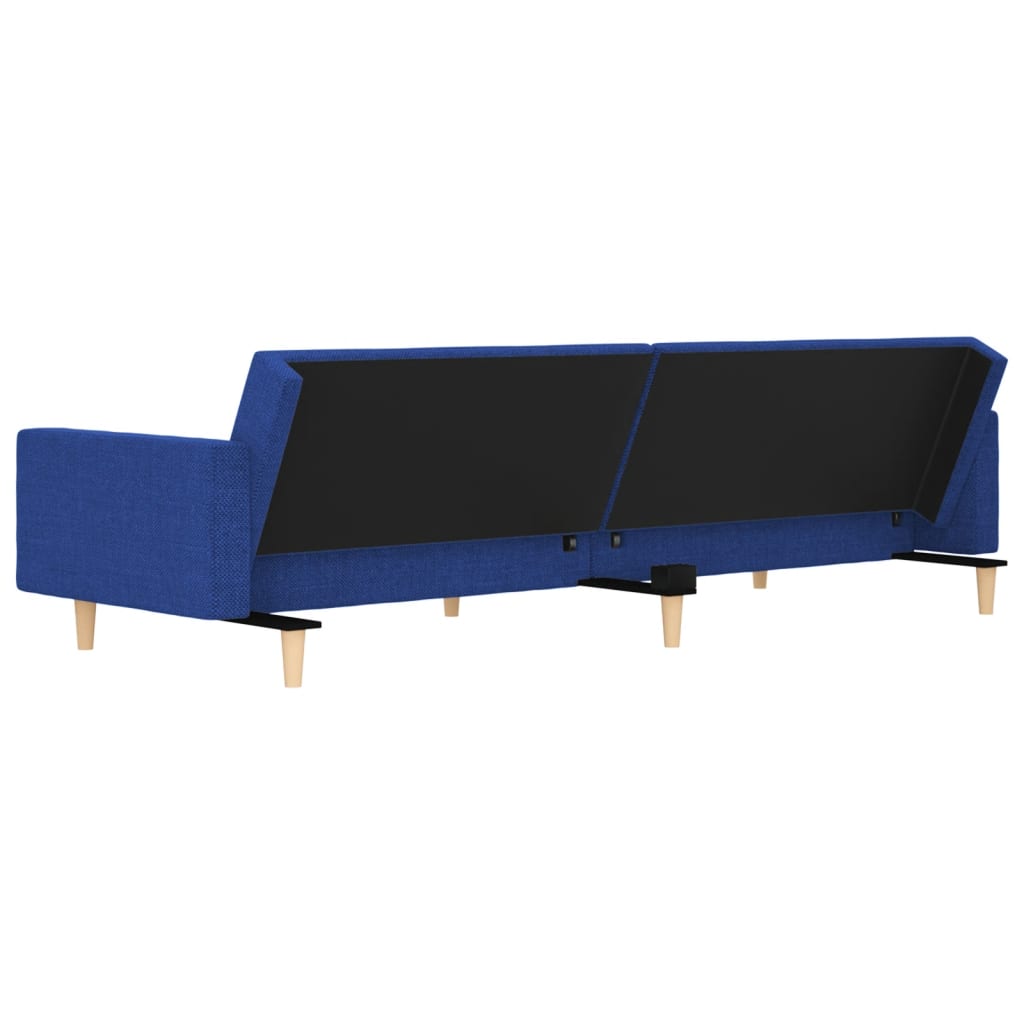 Slaapbank 2-zits met 2 kussens stof blauw