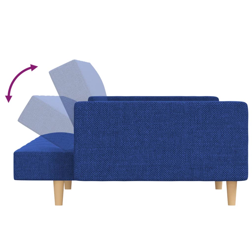 Slaapbank 2-zits met 2 kussens stof blauw