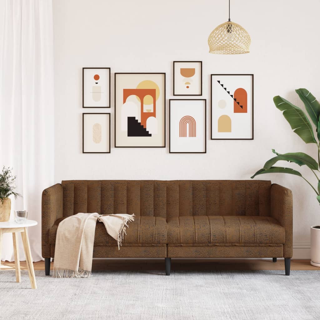 Driezitsbank kunstsuède bruin