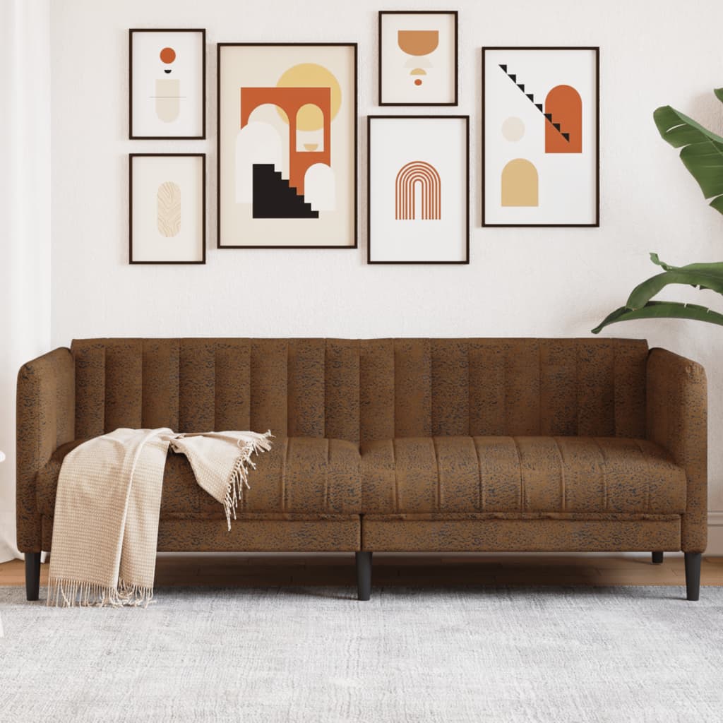 Driezitsbank kunstsuède bruin
