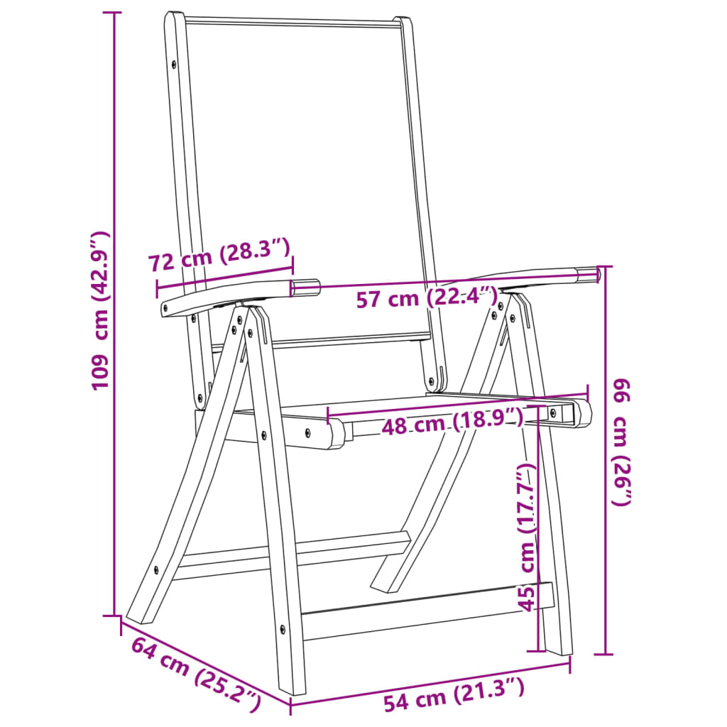 Tuinstoelen inklapbaar 6 st massief acaciahout en textiel