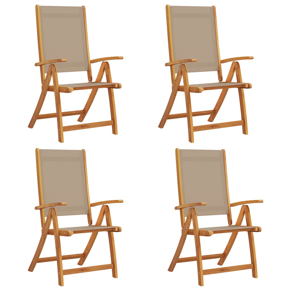 Tuinstoelen inklapbaar 4 st massief acaciahout en textiel