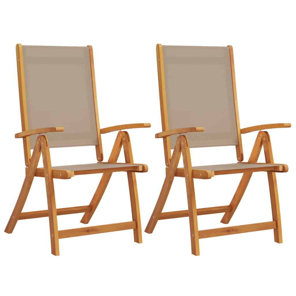 Tuinstoelen inklapbaar 2 st massief acaciahout en textiel