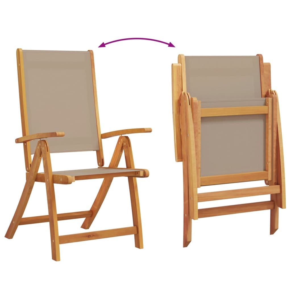 Tuinstoelen inklapbaar 2 st massief acaciahout en textiel