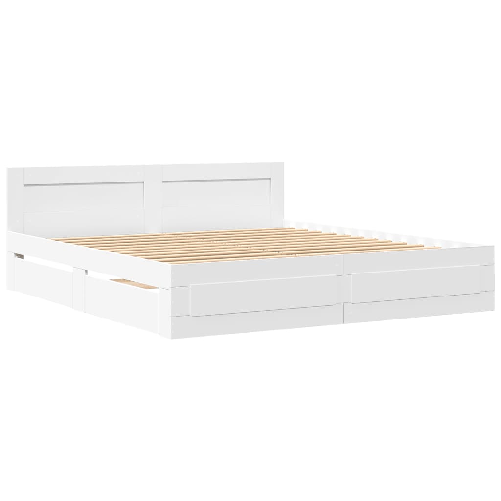 Bedframe met hoofdeinde zonder matras 180x200 cm wit
