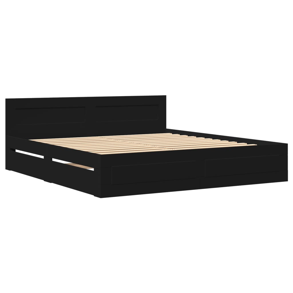 Bedframe met hoofdeinde zonder matras 180x200 cm zwart