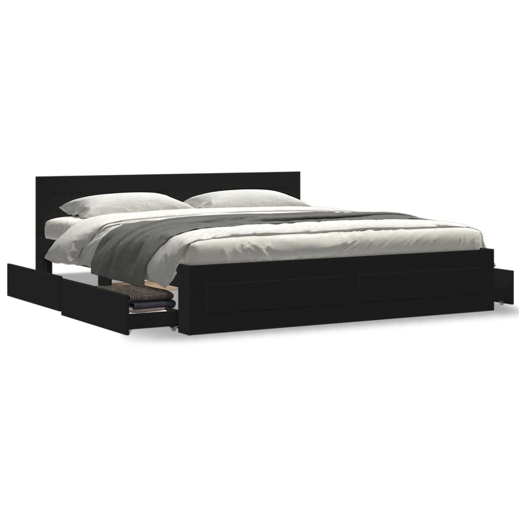 Bedframe met hoofdeinde zonder matras 180x200 cm zwart