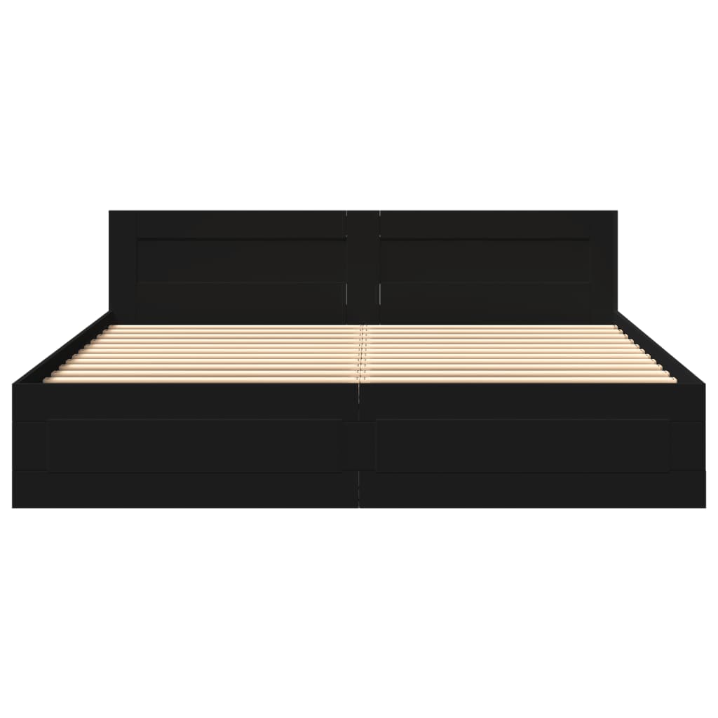 Bedframe met hoofdeinde zonder matras 180x200 cm zwart