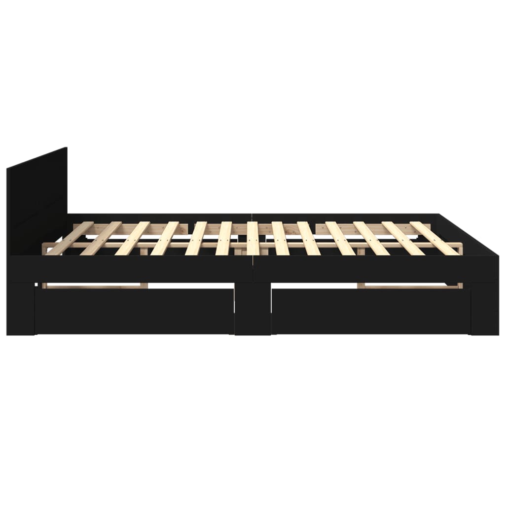 Bedframe met hoofdeinde zonder matras 180x200 cm zwart