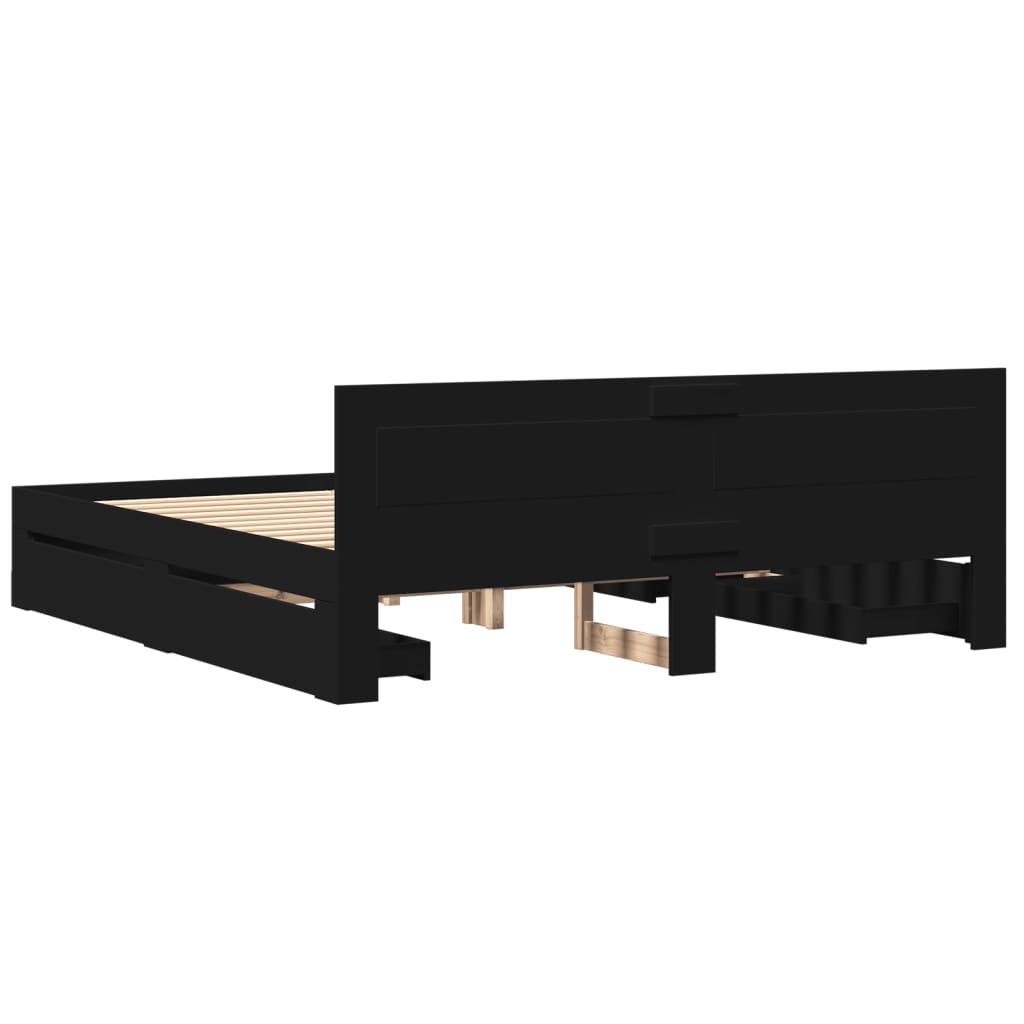 Bedframe met hoofdeinde zonder matras 180x200 cm zwart