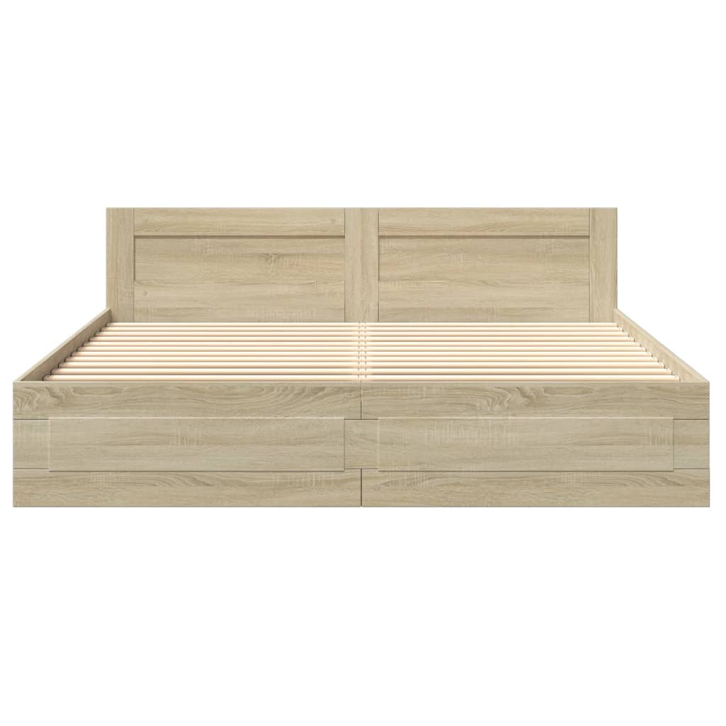 Bedframe met hoofdeinde bewerkt hout sonoma eiken 180x200 cm