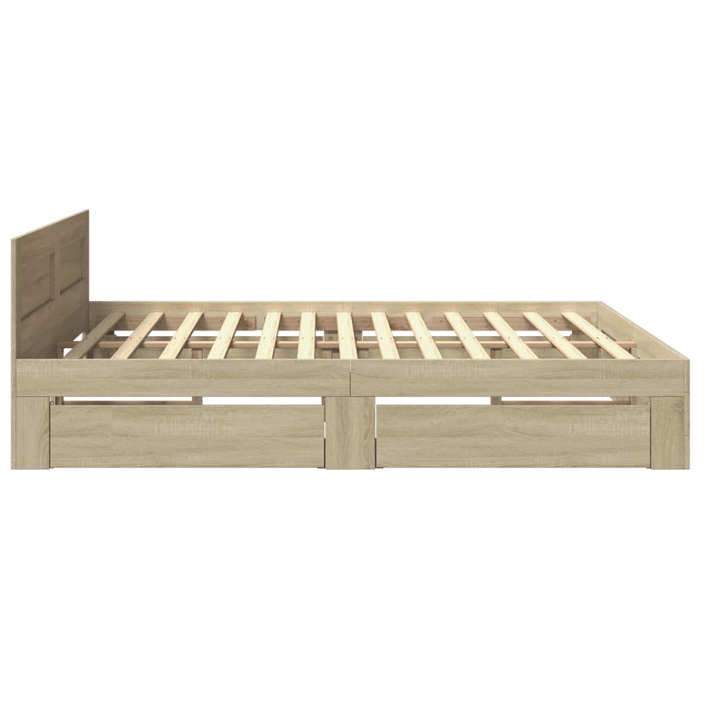Bedframe met hoofdeinde bewerkt hout sonoma eiken 180x200 cm