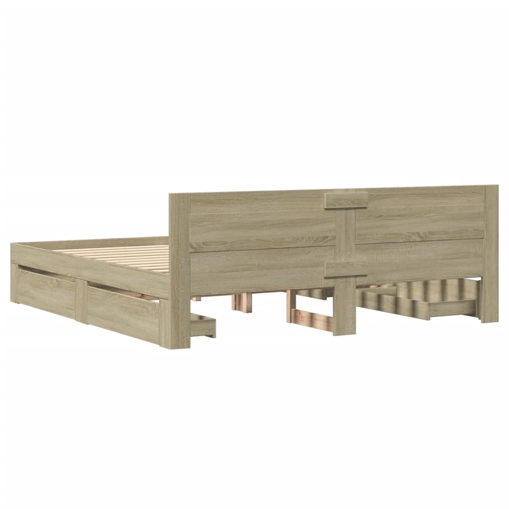 Bedframe met hoofdeinde bewerkt hout sonoma eiken 180x200 cm