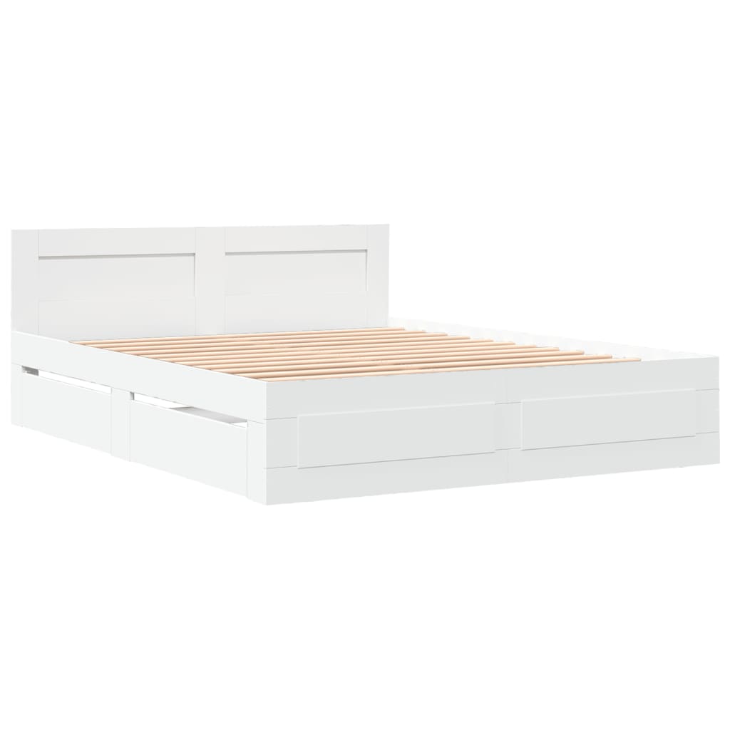 Bedframe met hoofdeinde zonder matras 160x200 cm wit