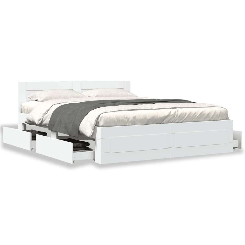 Bedframe met hoofdeinde zonder matras 160x200 cm wit