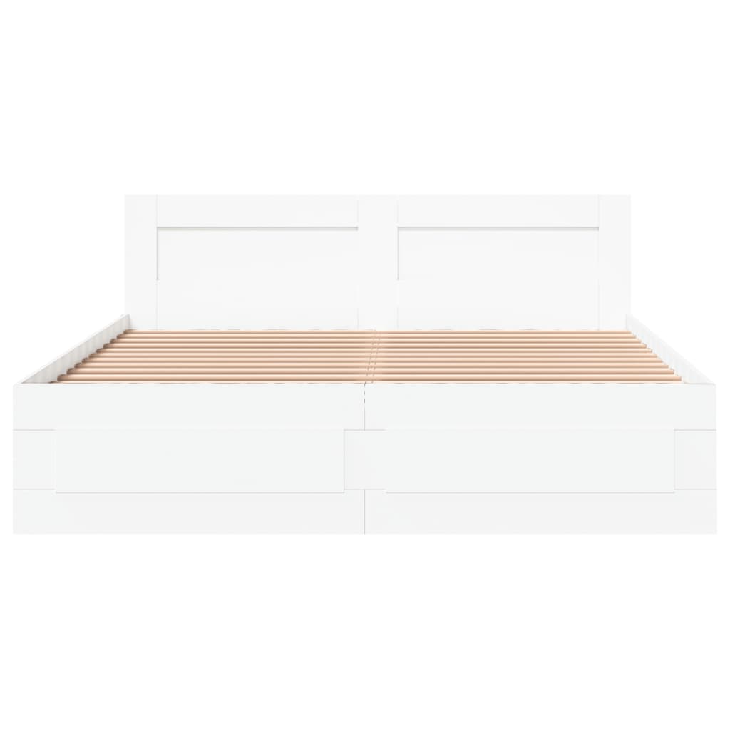 Bedframe met hoofdeinde zonder matras 160x200 cm wit