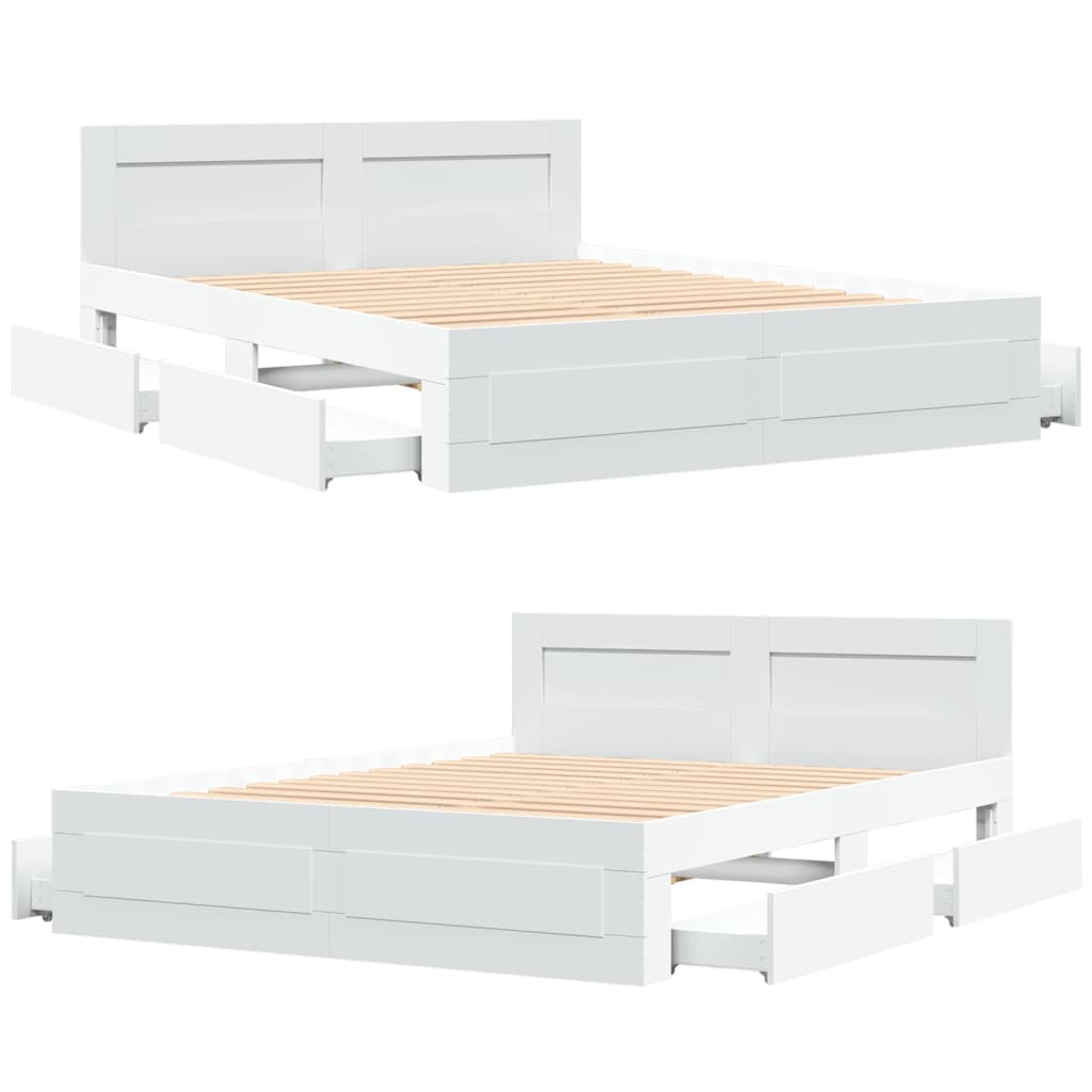 Bedframe met hoofdeinde zonder matras 160x200 cm wit