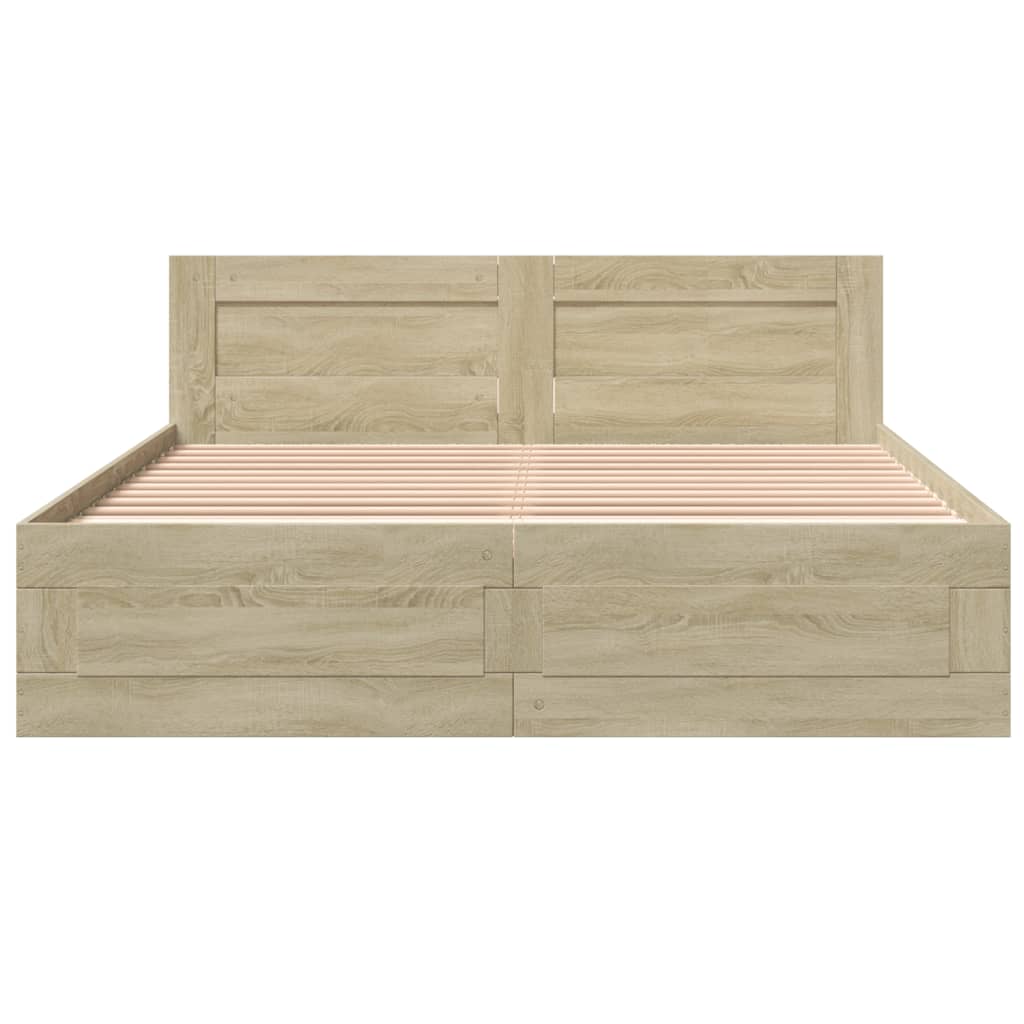 Bedframe met hoofdbord sonoma eikenkleurig 160x200 cm