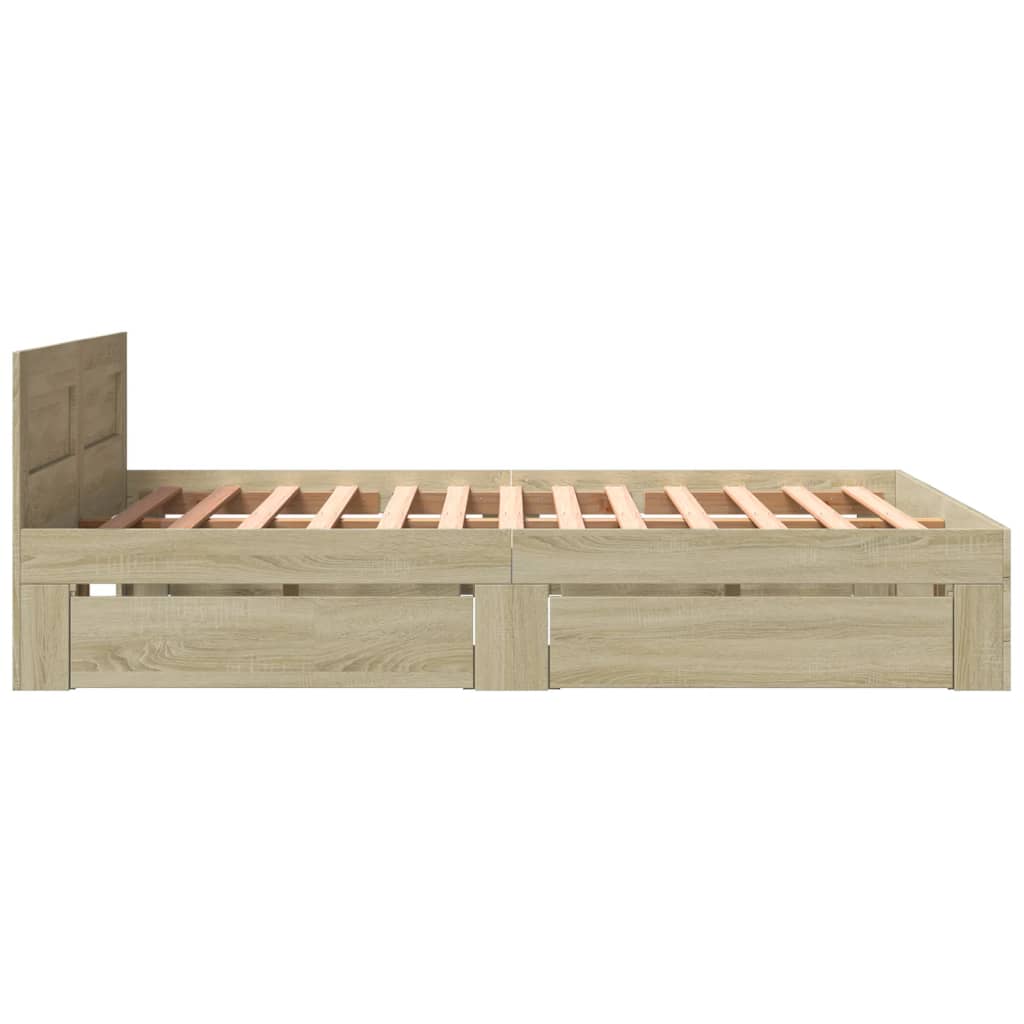 Bedframe met hoofdbord sonoma eikenkleurig 160x200 cm
