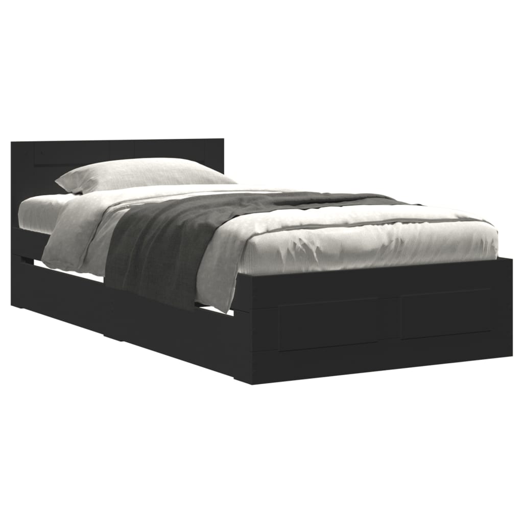 Bedframe met hoofdeinde zonder matras 90x200 cm zwart