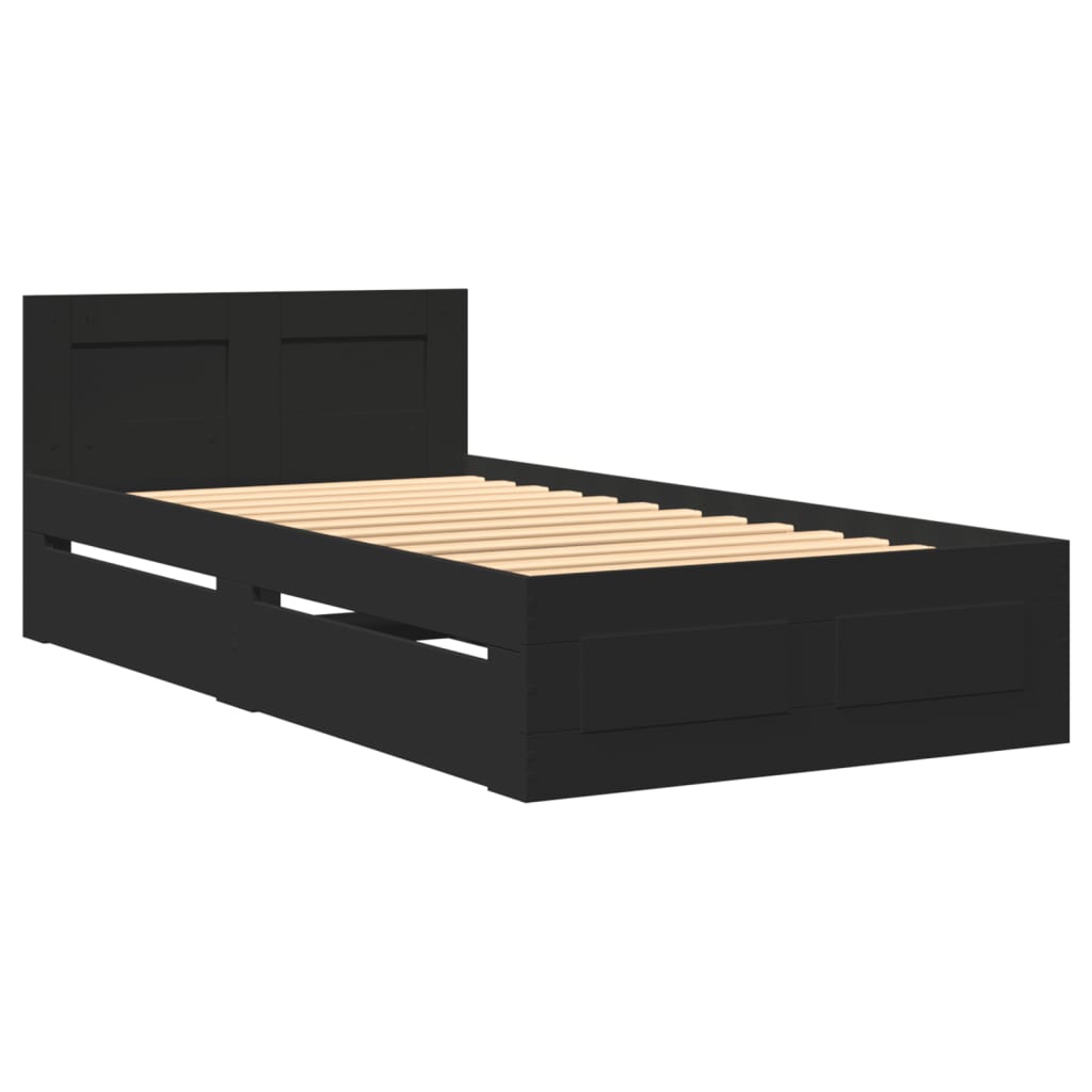 Bedframe met hoofdeinde zonder matras 90x200 cm zwart