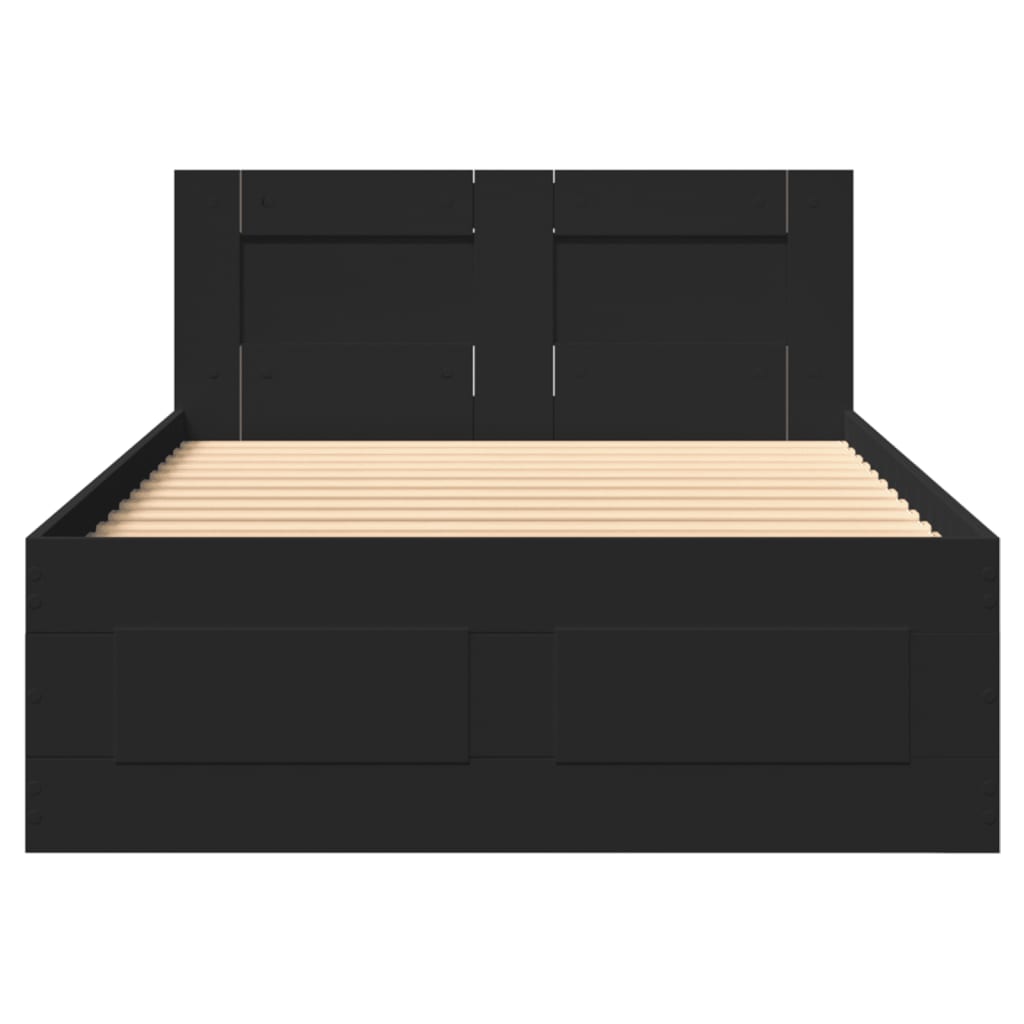 Bedframe met hoofdeinde zonder matras 90x200 cm zwart