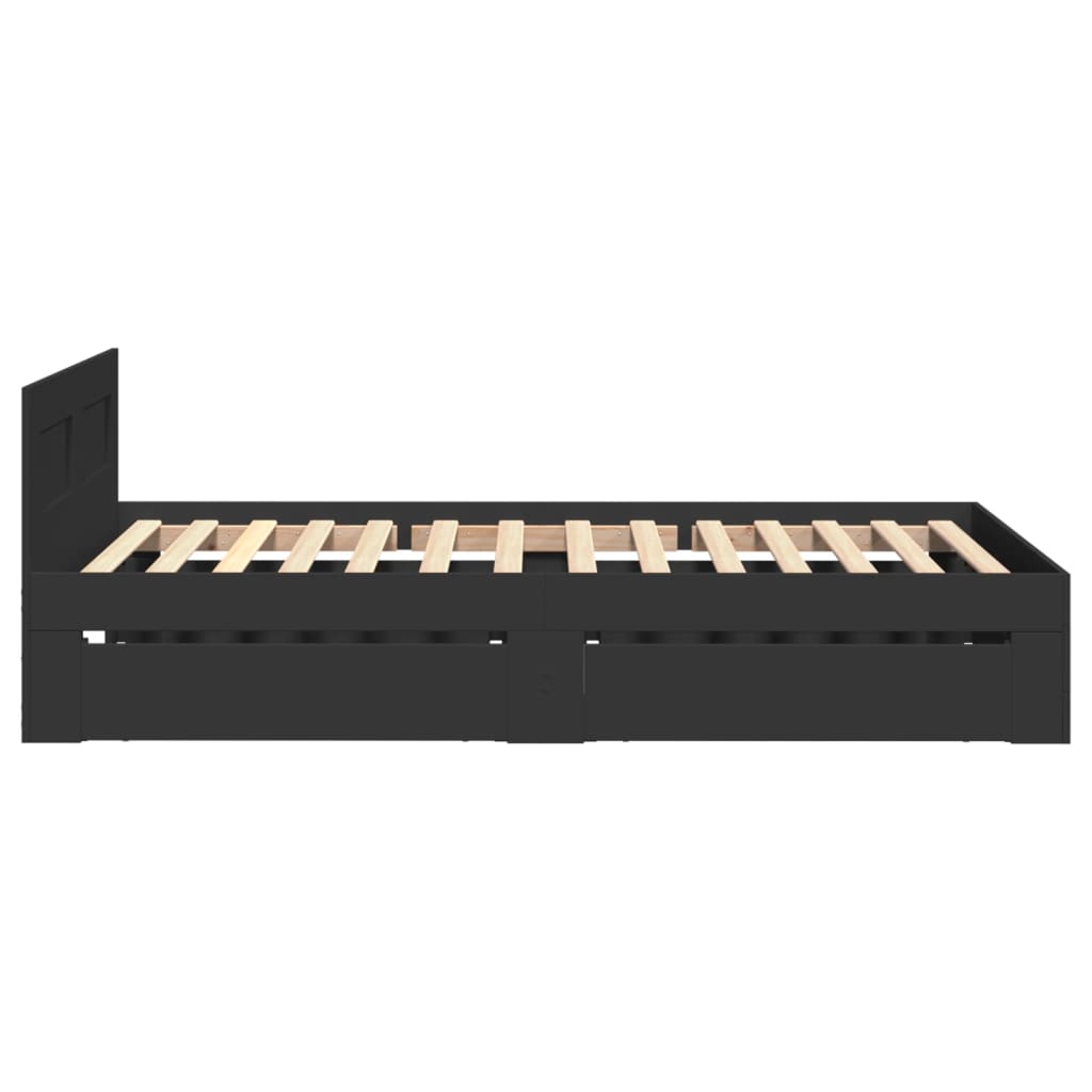 Bedframe met hoofdeinde zonder matras 90x200 cm zwart