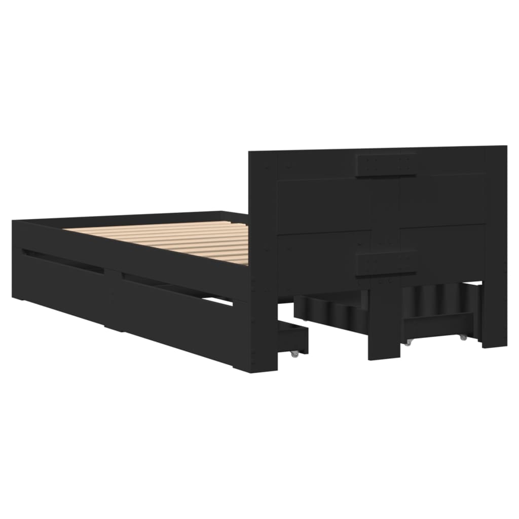 Bedframe met hoofdeinde zonder matras 90x200 cm zwart
