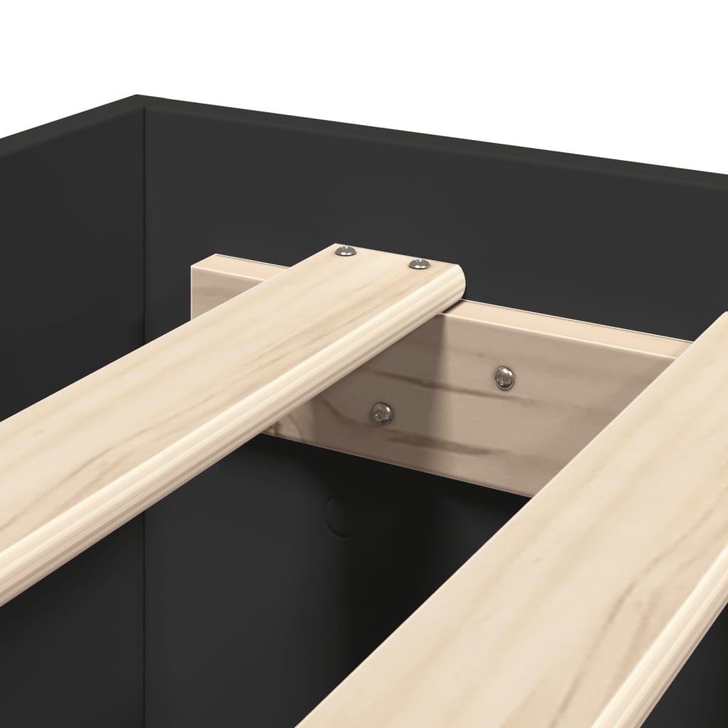 Bedframe met hoofdeinde zonder matras 90x200 cm zwart