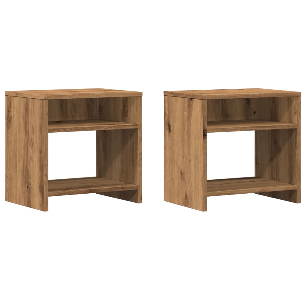 Nachtkastjes 2 st 40x30x40 cm bewerkt hout artisanaal eiken