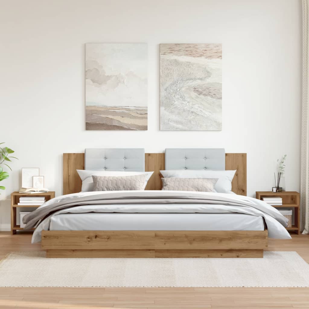 Nachtkastjes 2 st 40x30x40 cm bewerkt hout artisanaal eiken