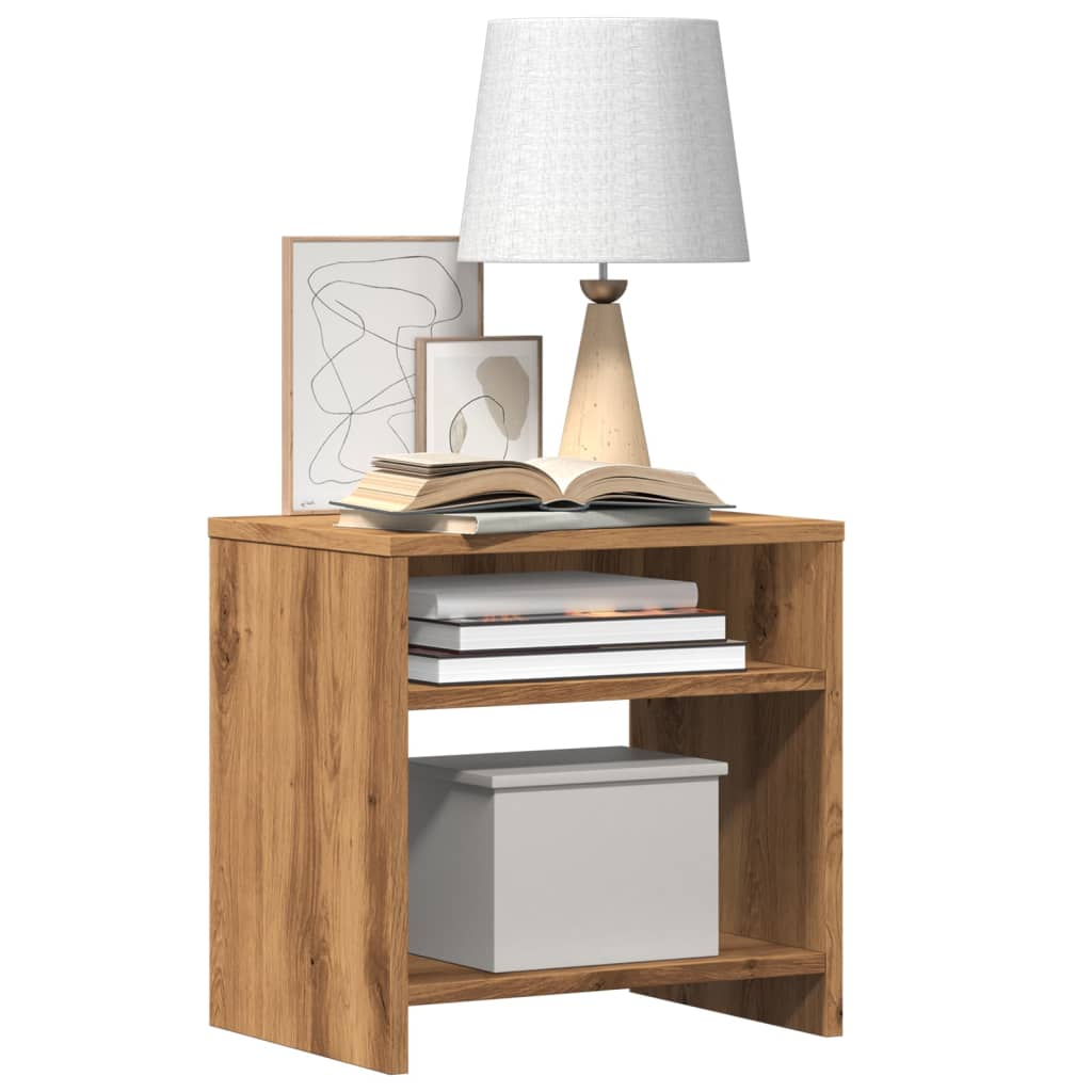 Nachtkastjes 2 st 40x30x40 cm bewerkt hout artisanaal eiken