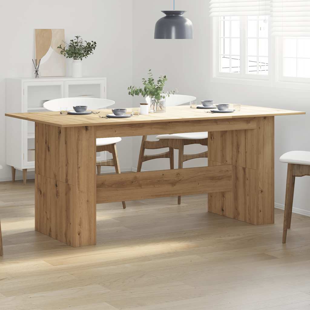 Eettafel 180x90x76 cm bewerkt hout ambachtelijk eikenkleur