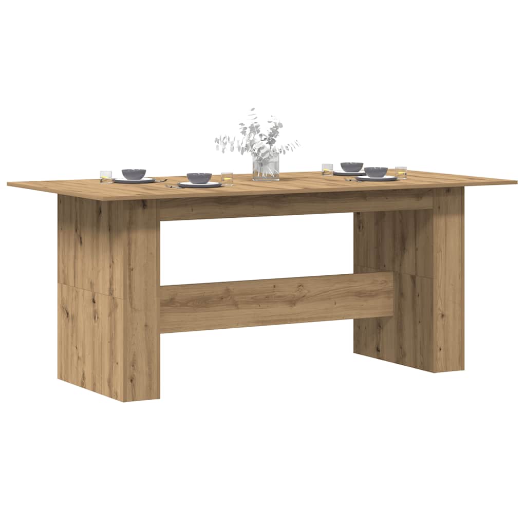 Eettafel 180x90x76 cm bewerkt hout ambachtelijk eikenkleur