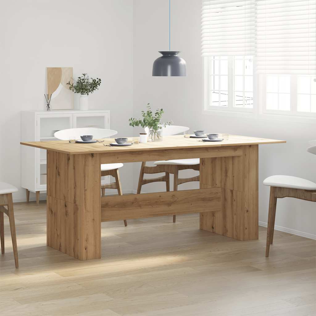 Eettafel 180x90x76 cm bewerkt hout ambachtelijk eikenkleur