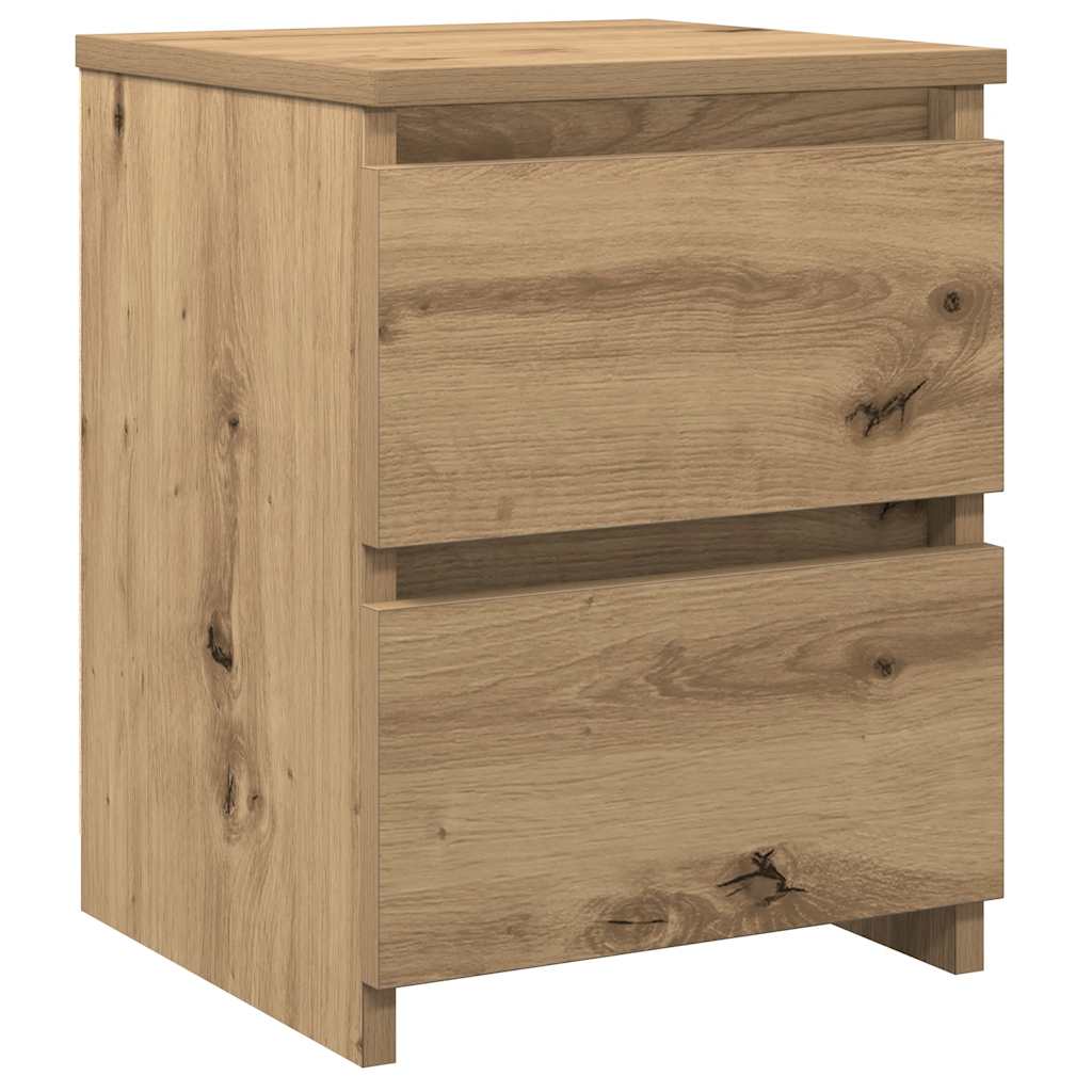 Nachtkastjes 2 st 30x30x40cm bewerkt hout artisanaal eikenkleur
