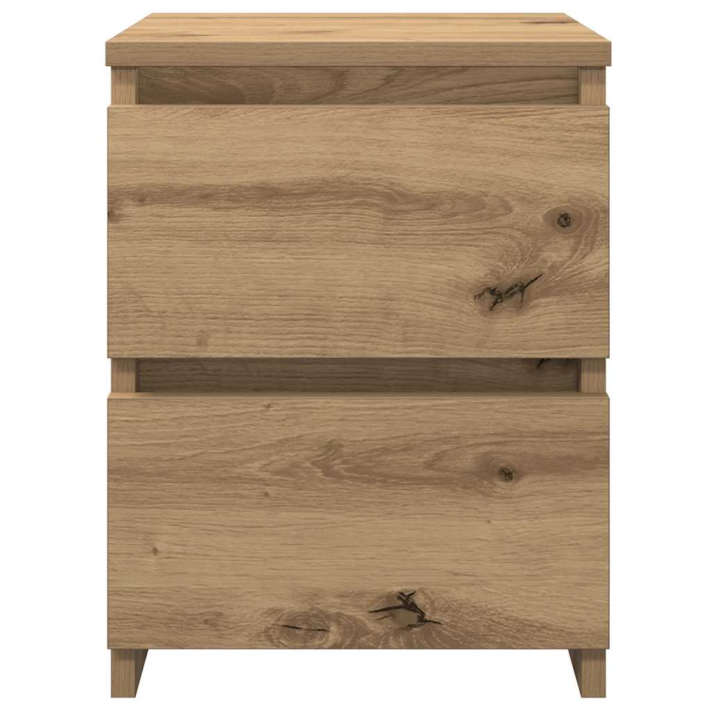 Nachtkastjes 2 st 30x30x40cm bewerkt hout artisanaal eikenkleur