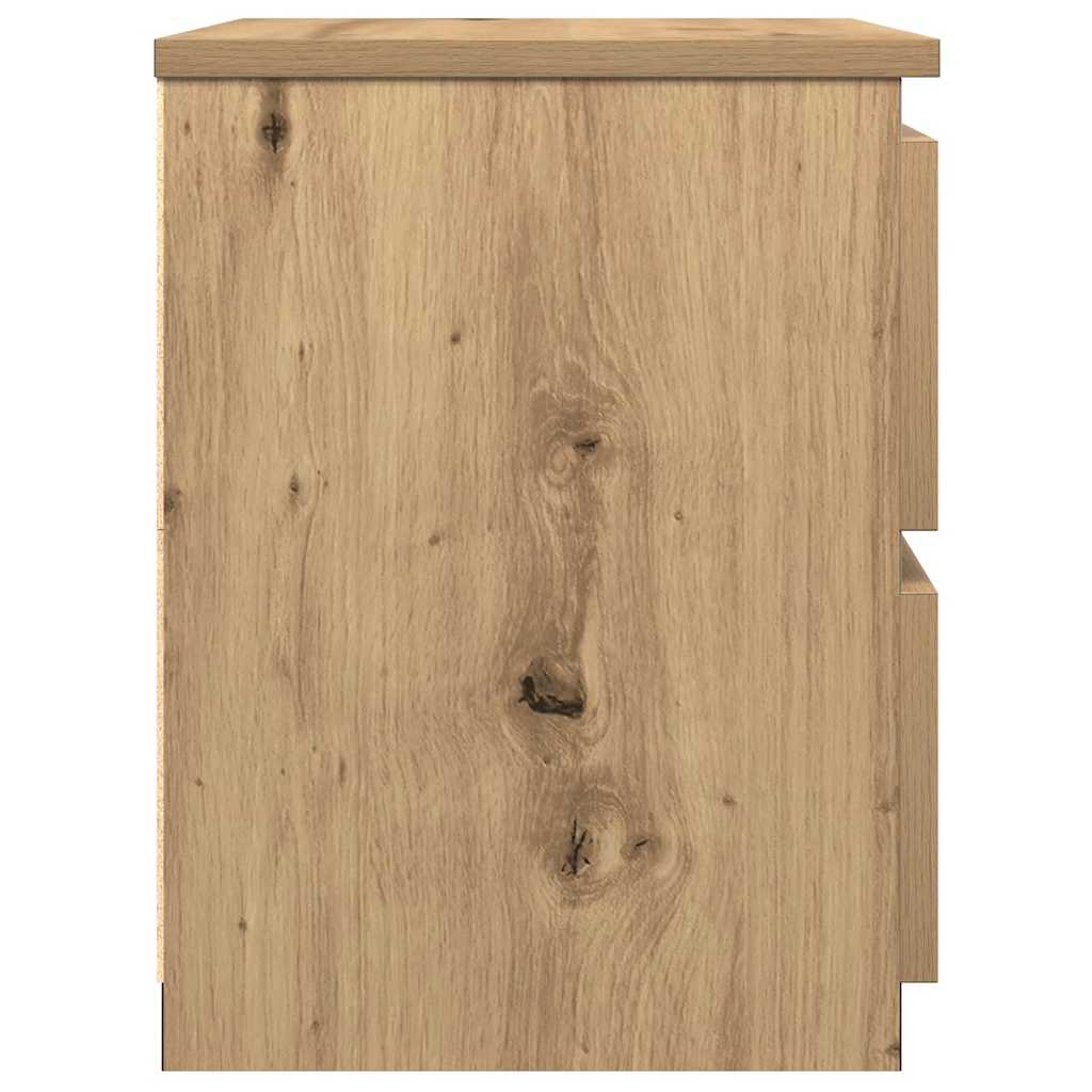 Nachtkastjes 2 st 30x30x40cm bewerkt hout artisanaal eikenkleur