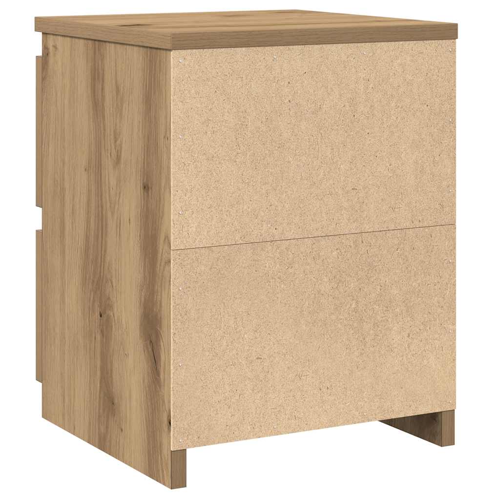 Nachtkastjes 2 st 30x30x40cm bewerkt hout artisanaal eikenkleur