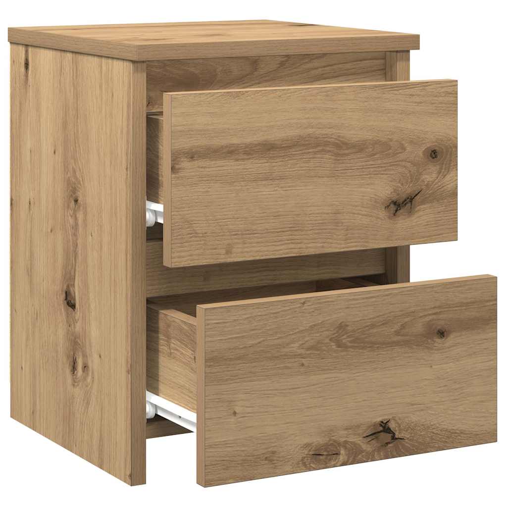 Nachtkastjes 2 st 30x30x40cm bewerkt hout artisanaal eikenkleur